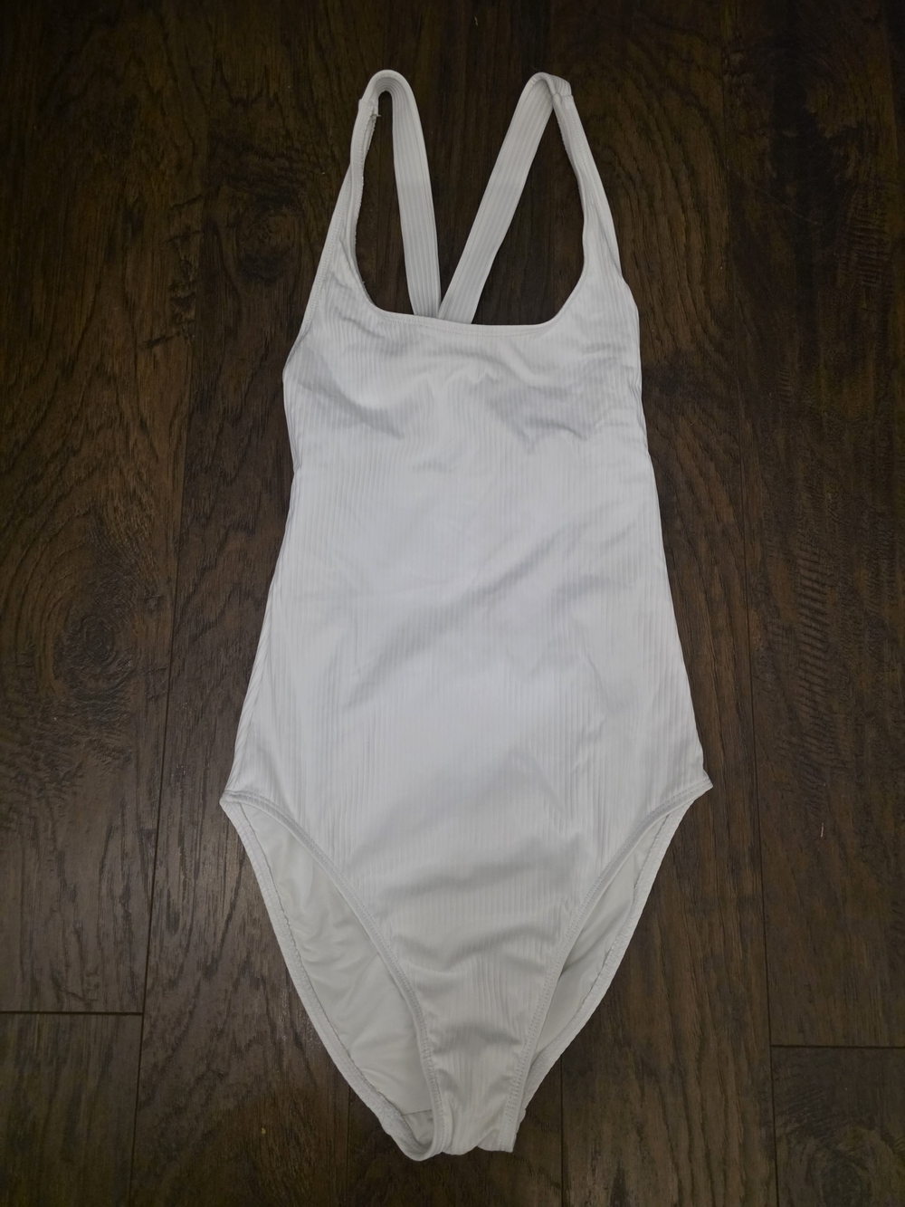 Andie White Ribbed Scoop One-Piece